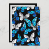 Donker naadloos patroon met blauwe vlinders Morpho Menu (Voorkant / Achterkant)