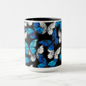 Donker naadloos patroon met blauwe vlinders Morpho Mok (Midden)