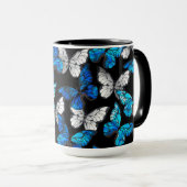 Donker naadloos patroon met blauwe vlinders Morpho Mok (Voorkant rechts)