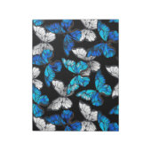 Donker naadloos patroon met blauwe vlinders Morpho Notitieblok (Linkerzijde)