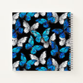 Donker naadloos patroon met blauwe vlinders Morpho Notitieboek (Achterkant)