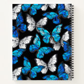 Donker naadloos patroon met blauwe vlinders Morpho Notitieboek (Achterkant)