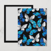 Donker naadloos patroon met blauwe vlinders Morpho Notitiekaartje (Voorkant / Achterkant)