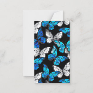 Donker naadloos patroon met blauwe vlinders Morpho Notitiekaartje