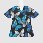 Donker naadloos patroon met blauwe vlinders Morpho Ornament (achterkant)