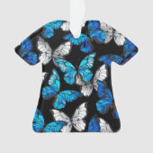 Donker naadloos patroon met blauwe vlinders Morpho Ornament (voorkant)