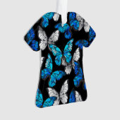 Donker naadloos patroon met blauwe vlinders Morpho Ornament (voorkant)