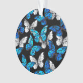 Donker naadloos patroon met blauwe vlinders Morpho Ornament (voorkant)
