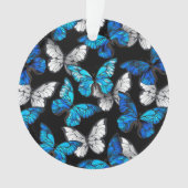 Donker naadloos patroon met blauwe vlinders Morpho Ornament (voorkant)