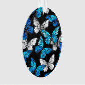 Donker naadloos patroon met blauwe vlinders Morpho Ornament (voorkant)