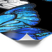 Donker naadloos patroon met blauwe vlinders Morpho Perfect Poster (Hoek)