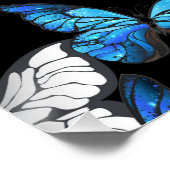 Donker naadloos patroon met blauwe vlinders Morpho Perfect Poster (Hoek)