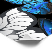 Donker naadloos patroon met blauwe vlinders Morpho Perfect Poster (Hoek)