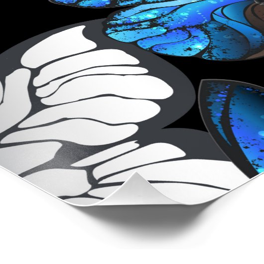 Donker naadloos patroon met blauwe vlinders Morpho Perfect Poster (Hoek)