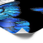 Donker naadloos patroon met blauwe vlinders Morpho Perfect Poster (Hoek)