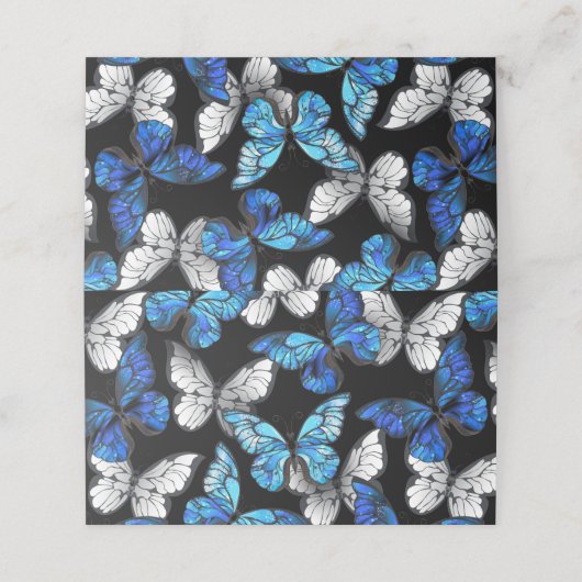 Donker naadloos patroon met blauwe vlinders Morpho Plaatskaartje (Buitenkant ongevouwen)