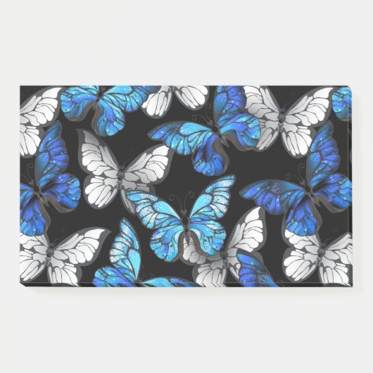 Donker naadloos patroon met blauwe vlinders Morpho Post-it® Notes (Voorkant)