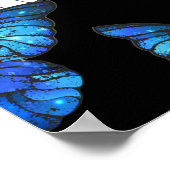 Donker naadloos patroon met blauwe vlinders Morpho Poster (Hoek)
