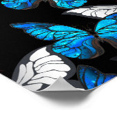 Donker naadloos patroon met blauwe vlinders Morpho Poster (Hoek)