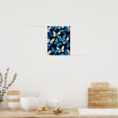 Donker naadloos patroon met blauwe vlinders Morpho Poster (Keuken)
