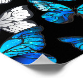 Donker naadloos patroon met blauwe vlinders Morpho Poster (Hoek)