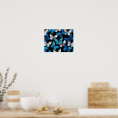 Donker naadloos patroon met blauwe vlinders Morpho Poster (Keuken)
