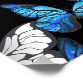 Donker naadloos patroon met blauwe vlinders Morpho Poster (Hoek)