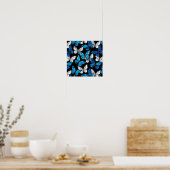 Donker naadloos patroon met blauwe vlinders Morpho Poster (Keuken)