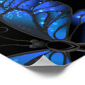 Donker naadloos patroon met blauwe vlinders Morpho Poster (Hoek)