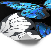 Donker naadloos patroon met blauwe vlinders Morpho Poster (Hoek)