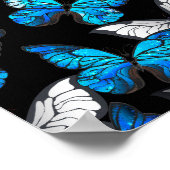 Donker naadloos patroon met blauwe vlinders Morpho Poster (Hoek)