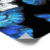 Donker naadloos patroon met blauwe vlinders Morpho Poster (Hoek)