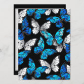 Donker naadloos patroon met blauwe vlinders Morpho Programmakaart (Voorkant / Achterkant)