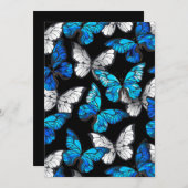 Donker naadloos patroon met blauwe vlinders Morpho Programmakaart (Voorkant / Achterkant)