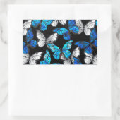 Donker naadloos patroon met blauwe vlinders Morpho Rechthoekige Sticker (Tas)
