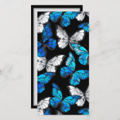 Donker naadloos patroon met blauwe vlinders Morpho Save The Date (Voorkant / Achterkant)