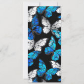 Donker naadloos patroon met blauwe vlinders Morpho Save The Date (Voorkant)