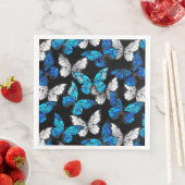 Donker naadloos patroon met blauwe vlinders Morpho Servet (Insitu)