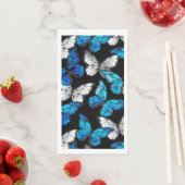 Donker naadloos patroon met blauwe vlinders Morpho Servet (Insitu)