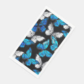 Donker naadloos patroon met blauwe vlinders Morpho Servet (Hoek)