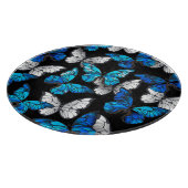 Donker naadloos patroon met blauwe vlinders Morpho Snijplank (Hoek)