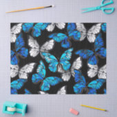 Donker naadloos patroon met blauwe vlinders Morpho Tissuepapier (Craft)