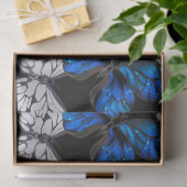 Donker naadloos patroon met blauwe vlinders Morpho Tissuepapier (Geschenk)