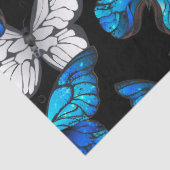 Donker naadloos patroon met blauwe vlinders Morpho Tissuepapier (Detail)
