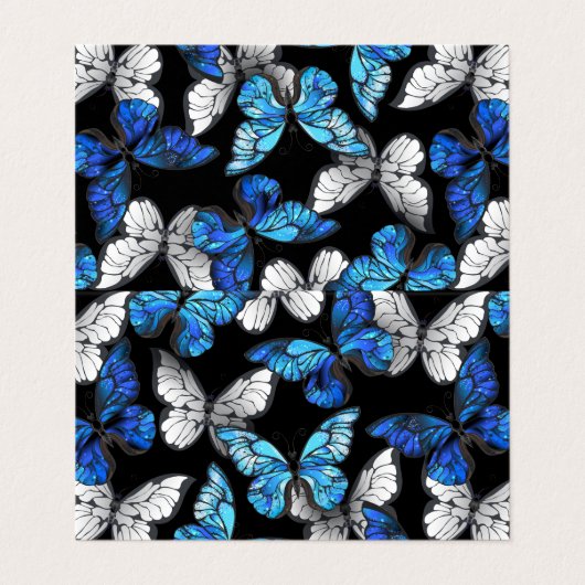 Donker naadloos patroon met blauwe vlinders Morpho Visitekaartje (Buitenkant ongevouwen)