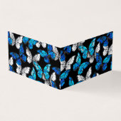 Donker naadloos patroon met blauwe vlinders Morpho Visitekaartje (Buitenkant)