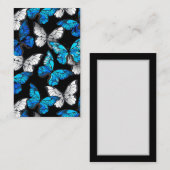 Donker naadloos patroon met blauwe vlinders Morpho Visitekaartje (Voorkant / Achterkant)