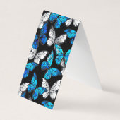 Donker naadloos patroon met blauwe vlinders Morpho Visitekaartje (Voorkant)