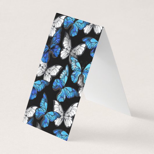 Donker naadloos patroon met blauwe vlinders Morpho Visitekaartje (Voorkant)