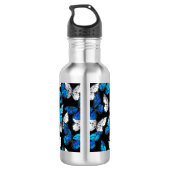 Donker naadloos patroon met blauwe vlinders Morpho Waterfles (Achterkant)